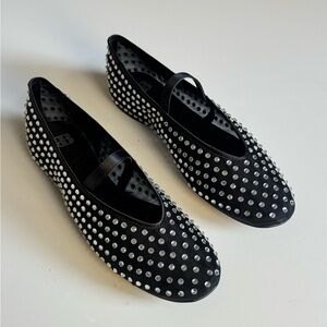 Gianni Bini Black and Silver Studded Flats